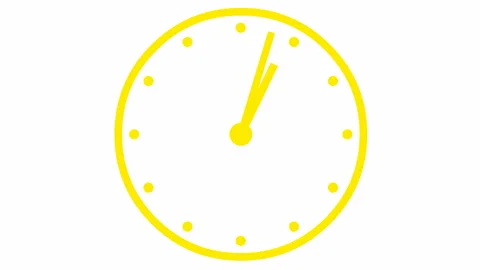Yellow clock 2 white Stock Footage 194385698