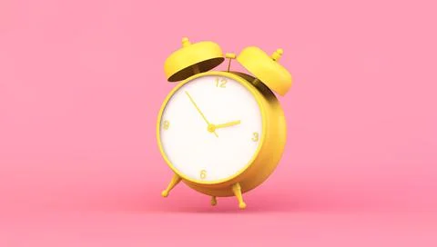 Yellow clock 3d rendering Stock Illustration