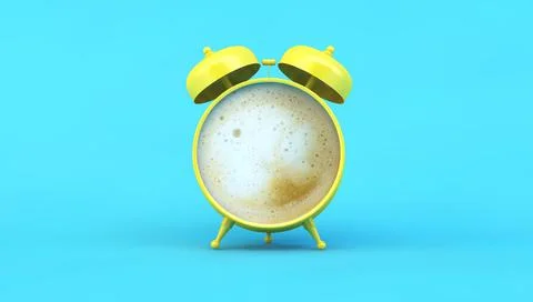 Yellow clock with coffee Stock Illustration