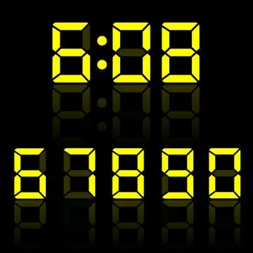 Yellow clock digits illustration Stock Illustration