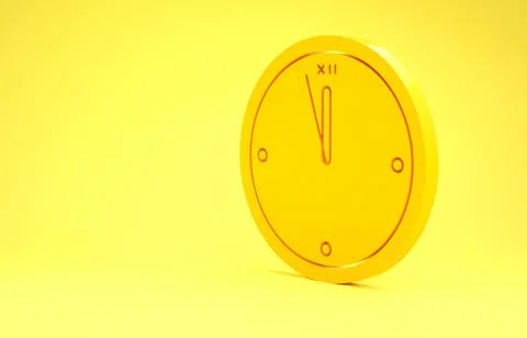 Yellow Clock icon isolated on yellow background. Time symbol. Merry Christmas Stock Illustration