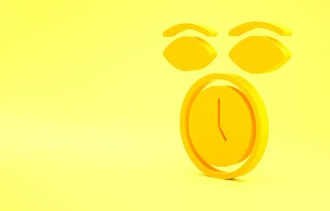 Yellow Clock icon isolated on yellow background. Time symbol. Minimalism conc Stock Illustration