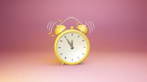 Yellow clock with pink background Stock Illustration