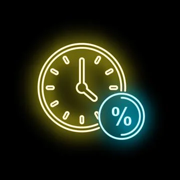 Yellow clock showing deadline with blue percentage symbol Stock Illustration