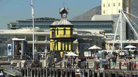 Yellow clock tower, Cape Town Stock Footage 37761976