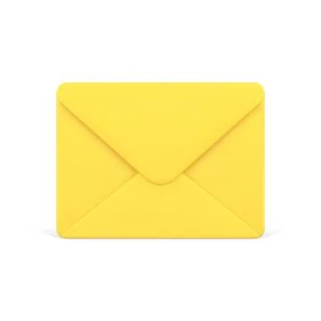 Yellow closed 3d envelope. Voluminous unread letter Stock Illustration