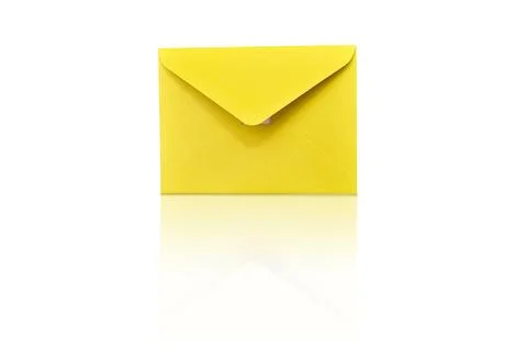 Yellow closed envelope isolated on white background. Design element. Postal.. Stock Photos