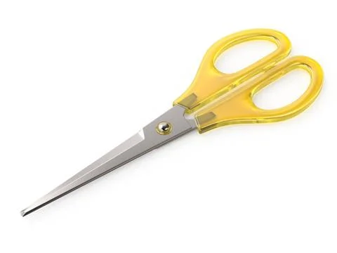 Yellow closed scissors 3D Yellow closed scissors 3D render illustration is... Stock Photos