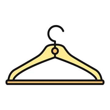 Yellow clothes hanger flat line icon design Stock Illustration