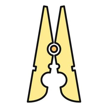 Yellow clothes peg holding laundry line icon Stock Illustration