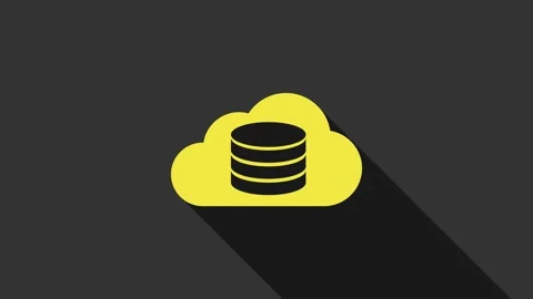 Yellow Cloud database icon isolated on grey background. Cloud computing concept Stock Footage 147692757