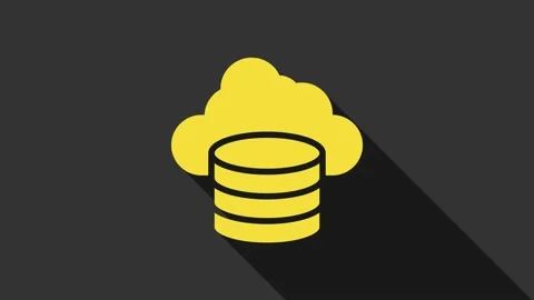 Yellow Cloud database icon isolated on grey background. Cloud computing concept Stock Footage 159350054
