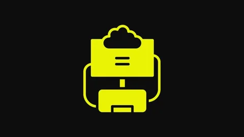 Yellow Cloud database icon isolated on black background. Cloud computing concept Stock Footage 233071007