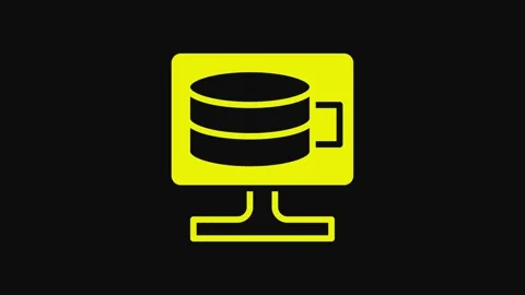Yellow Cloud database icon isolated on black background. Cloud computing concept Stock Footage 233071037