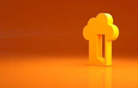 Yellow Cloud database icon isolated on orange background. Cloud computing Stock Illustration