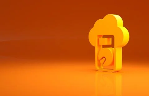 Yellow Cloud database icon isolated on orange background. Cloud computing 스톡 일러스트