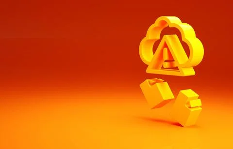 Yellow Cloud hacking icon isolated on orange background. Cloud leak. Minimali Stock Illustration