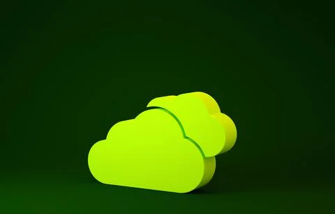 Yellow Cloud icon isolated on green background. Minimalism concept. 3d illust Stock Illustration