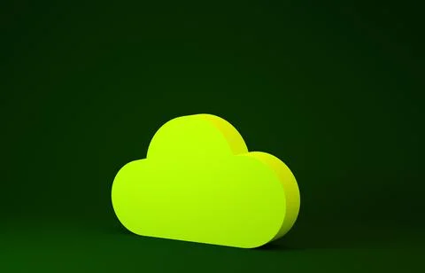 Yellow Cloud icon isolated on green background. Minimalism concept. 3d illust 스톡 일러스트
