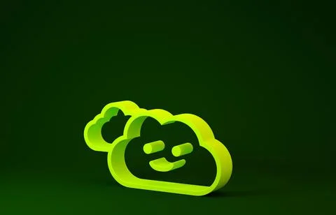 Yellow Cloud icon isolated on green background. Minimalism concept. 3d illust Stock Illustration