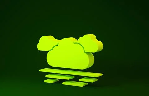 Yellow Cloud icon isolated on green background. Minimalism concept. 3d illust 스톡 일러스트