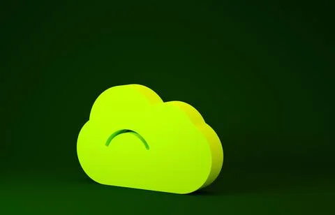 Yellow Cloud icon isolated on green background. Minimalism concept. 3d illust 스톡 일러스트