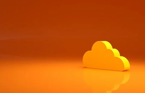 Yellow Cloud icon isolated on orange background. Minimalism concept. 3d 스톡 일러스트