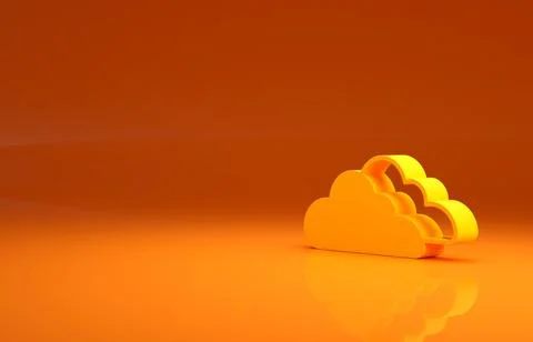 Yellow Cloud icon isolated on orange background. Minimalism concept. 3d Stock Illustration