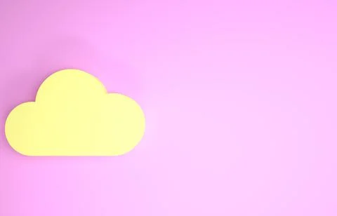 Yellow Cloud icon isolated on pink background. Minimalism concept. 3d illustr Illustrazione stock