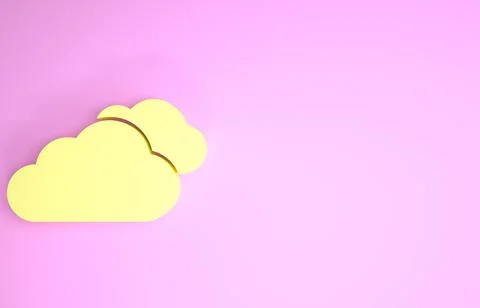 Yellow Cloud icon isolated on pink background. Minimalism concept. 3d illustr Stock Illustration