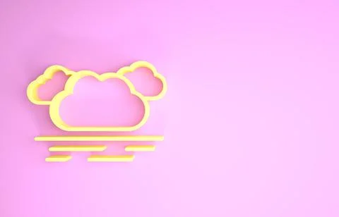 Yellow Cloud icon isolated on pink background. Minimalism concept. 3d illustr Stock Illustration