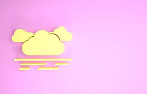 Yellow Cloud icon isolated on pink background. Minimalism concept. 3d illustr 스톡 일러스트