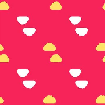 Yellow Cloud icon isolated seamless pattern on red background. Vector Illustrazione stock