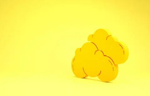 Yellow Cloud icon isolated on yellow background. Minimalism concept. 3d illus Stock Illustration