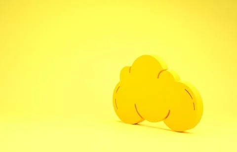 Yellow Cloud icon isolated on yellow background. Minimalism concept. 3d illus Stock Illustration