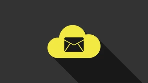 Yellow Cloud mail server icon isolated on grey background. Cloud server hosting Stock Footage 147693135
