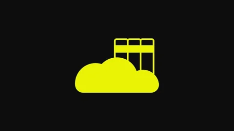 Yellow Cloud or online library icon isolated on black background. Internet Vídeos de archivo 233082892