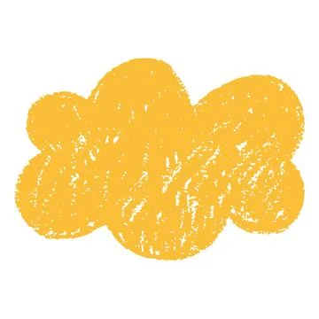 Yellow cloud shape crayon texture, paper cut out shape, vector abstract childish Stock Illustration