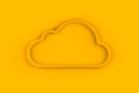 Yellow cloud shape with shadow and copy space on yellow background, technolog Stock Illustration