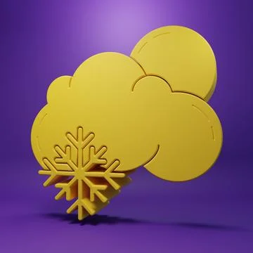 Yellow Cloud with snow and sun icon isolated on purple background. Cloud wi.. Stockillustratie