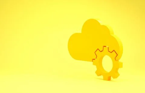 Yellow Cloud technology data transfer and storage icon isolated on yellow bac 스톡 일러스트