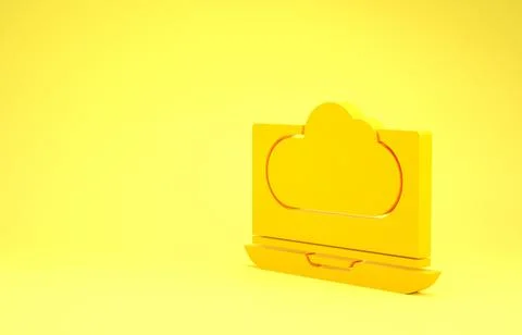 Yellow Cloud technology data transfer and storage icon isolated on yellow bac Stock Illustration