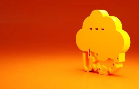 Yellow Cloud technology data transfer and storage icon isolated on orange bac Stock Illustration