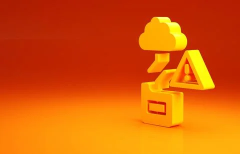 Yellow Cloud technology data transfer and storage icon isolated on orange bac Stock Illustration