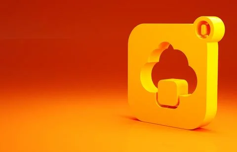 Yellow Cloud technology data transfer and storage icon isolated on orange bac Stock Illustration