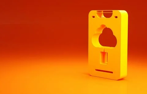 Yellow Cloud technology data transfer and storage icon isolated on orange bac Illustrazione stock