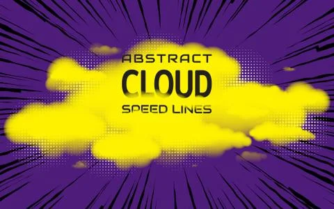 Yellow clouds and speed lines. Bright background with space for text Stock-Illustration