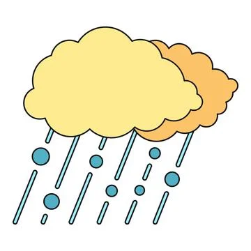Yellow clouds raining hail and raindrops forecast icon Stock Illustration