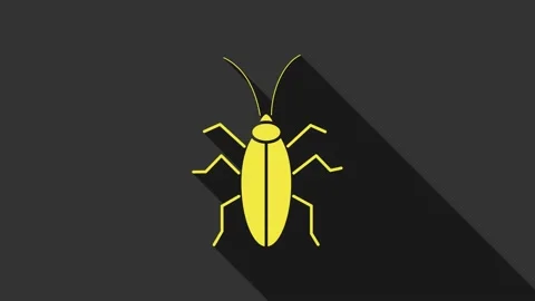 Yellow Cockroach icon isolated on grey background. 4K Video motion graphic Video stock 147699370