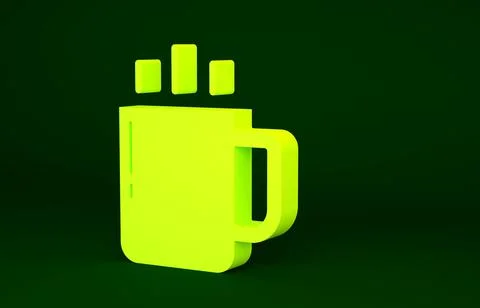 Yellow Coffee cup icon isolated on green background. Tea cup. Hot drink coffe Stock Illustration